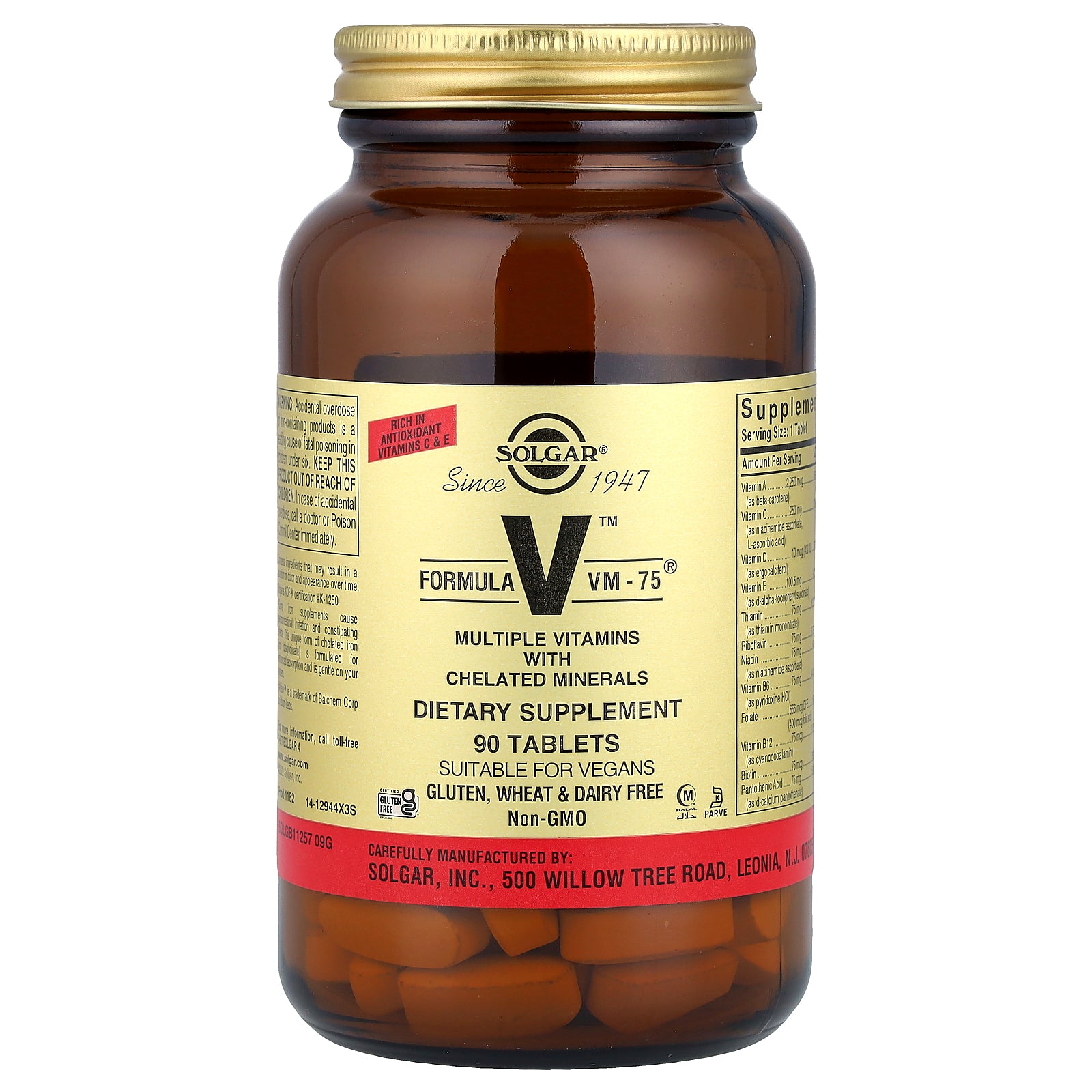 Solgar, V™, Formula VM-75®, Multiple Vitamins with Chelated Minerals, 90 Tablets