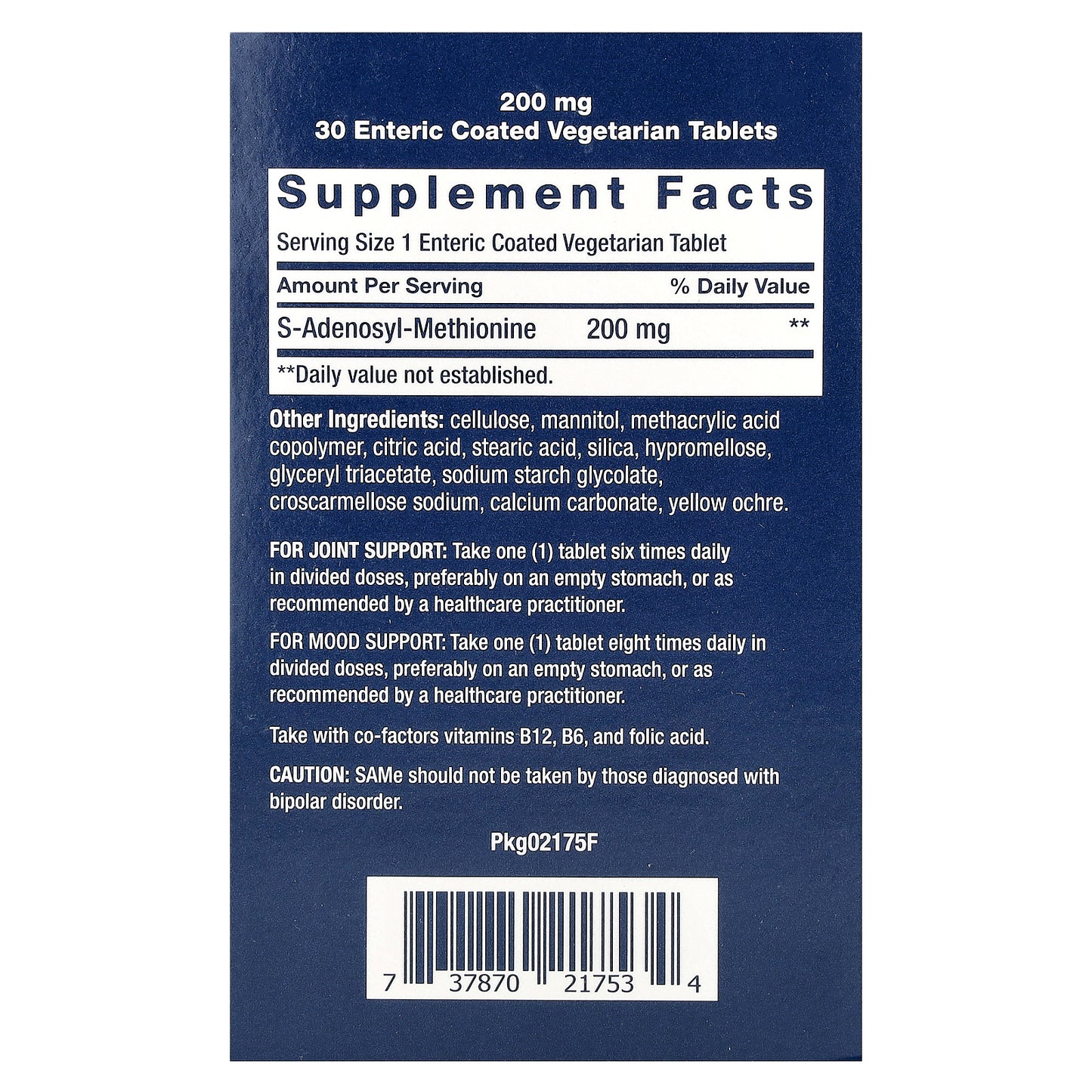 Life Extension, SAMe S-Adenosyl-Methionine, 200 mg, 30 Enteric Coated Vegetarian Tablets