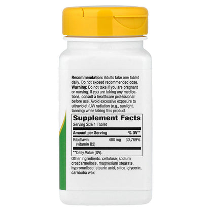 Nature's Way, Riboflavin Vitamin B2, 400 mg, 30 Tablets