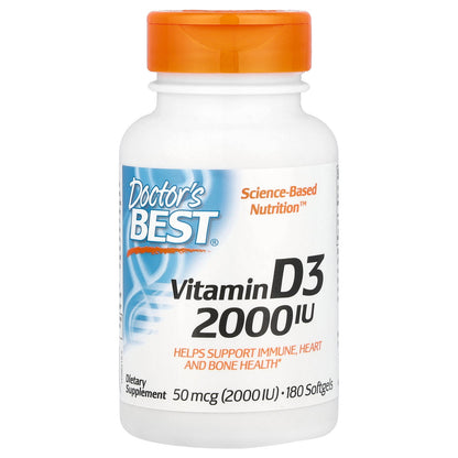 Doctor's Best, Vitamin D3, 50 mcg (2,000 IU), 180 Softgels