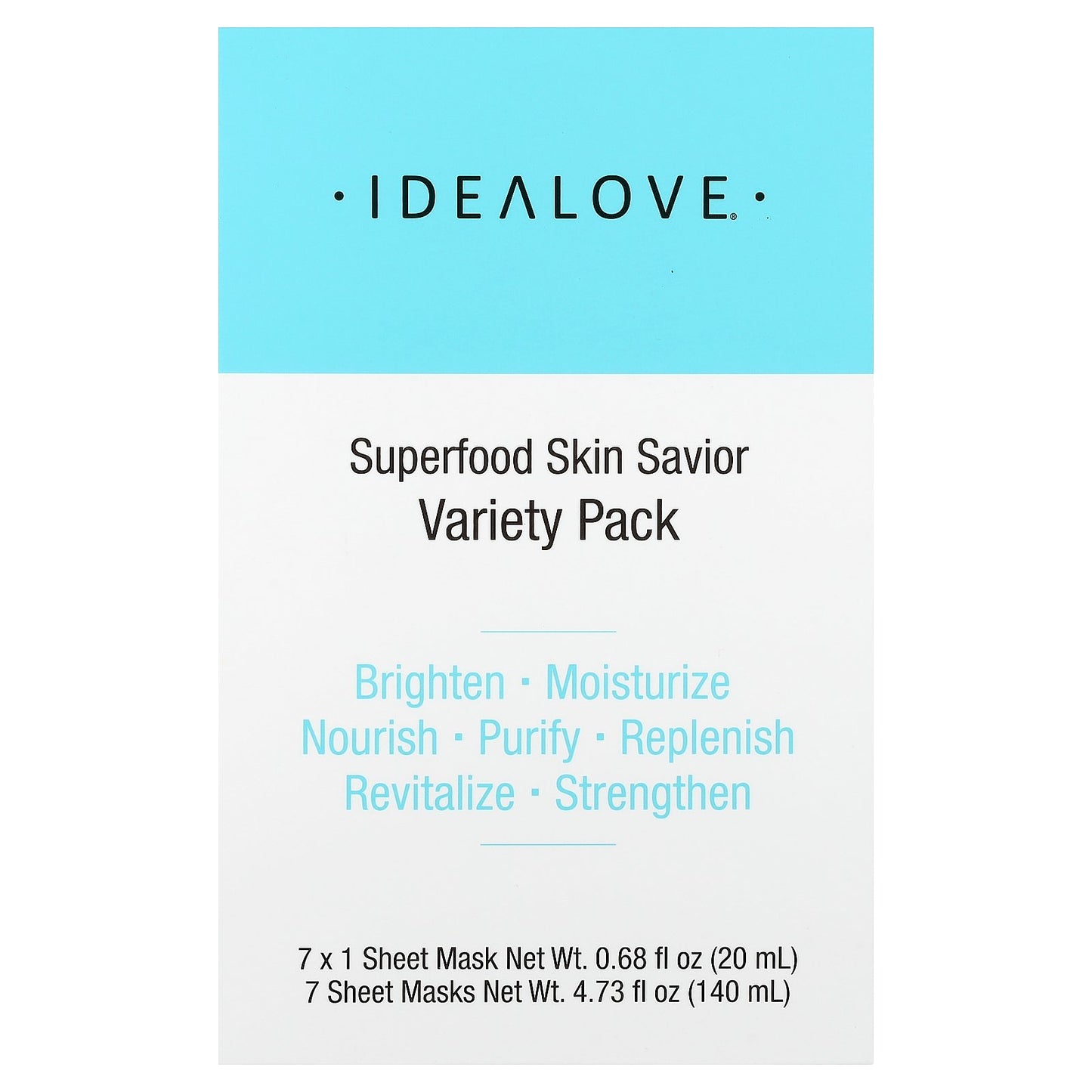 Idealove, Superfood Skin Savior Beauty Masks, Variety Pack, 7 Sheets, 0.68 fl oz (20 ml) Each