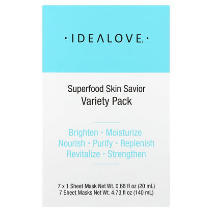 Idealove, Superfood Skin Savior Beauty Masks, Variety Pack, 7 Sheets, 0.68 fl oz (20 ml) Each
