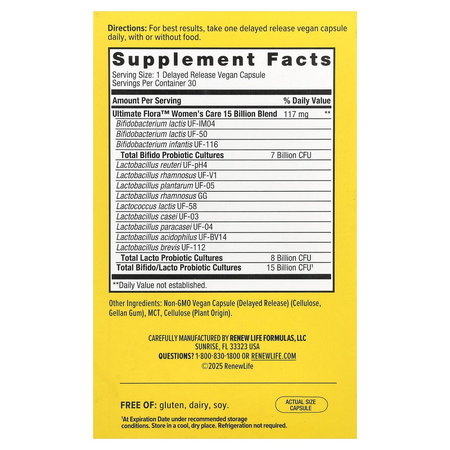 Renew Life, Women's Care, Ultimate Flora™ Probiotic, 15 Billion CFU, 30 Delayed Release Vegan Capsules