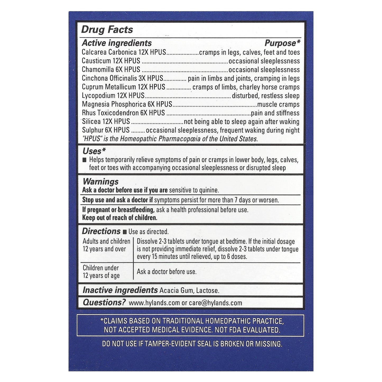 Hyland's Naturals, Leg Cramps PM, 50 Quick-Dissolving Tablets