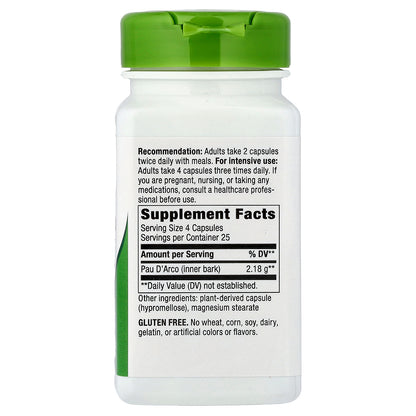 Nature's Way, Pau D'Arco, Inner Bark, 100 Vegan Capsules (0.54 mg per Capsule)