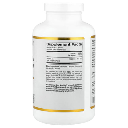 California Gold Nutrition, Vitamin C, Quali®-C, 1,000 mg, 365 Veggie Capsules