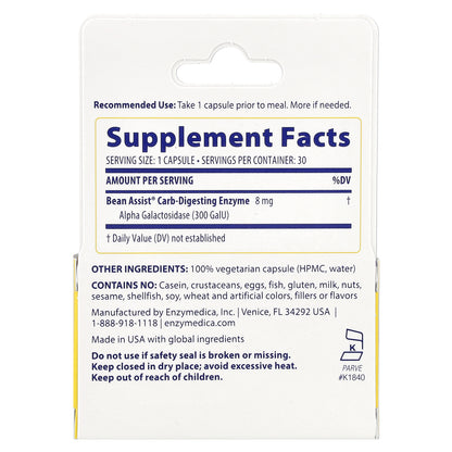 Enzymedica, BeanAssist®, 30 Capsules