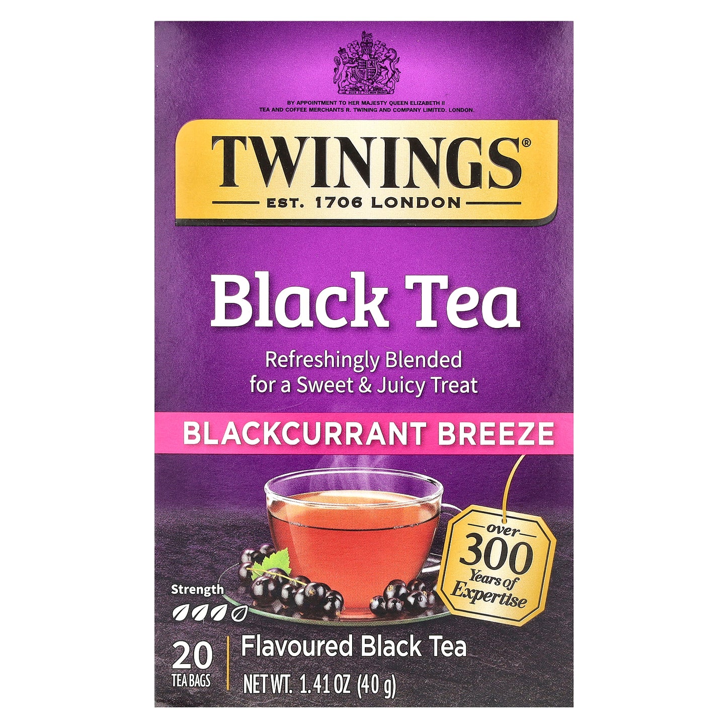 Twinings, Flavored Black Tea, Blackcurrant Breeze, 20 Tea Bags, 1.41 oz (40 g)