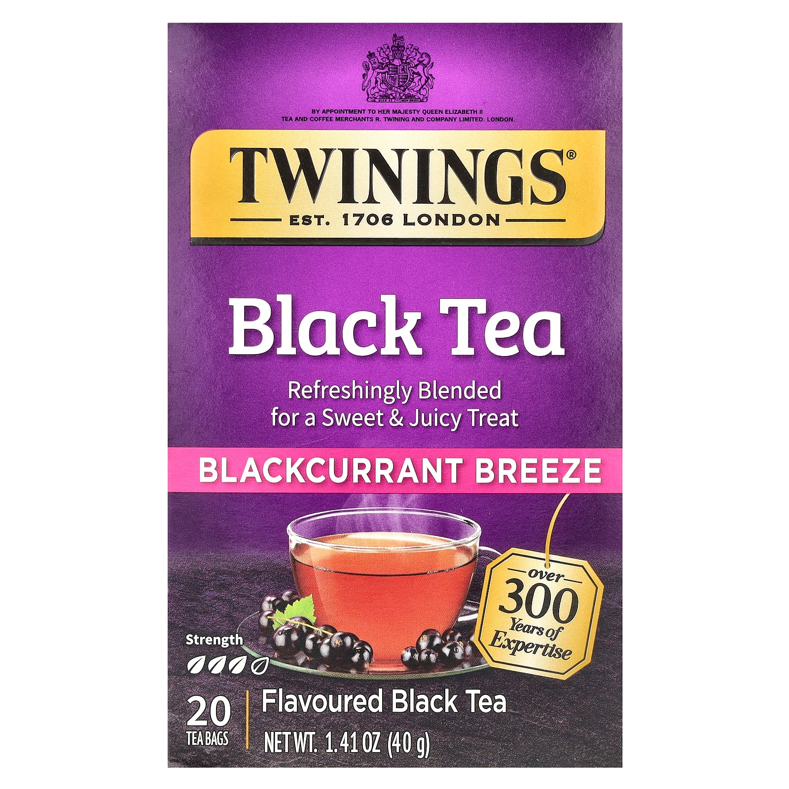 Twinings, Flavored Black Tea, Blackcurrant Breeze, 20 Tea Bags, 1.41 oz (40 g)
