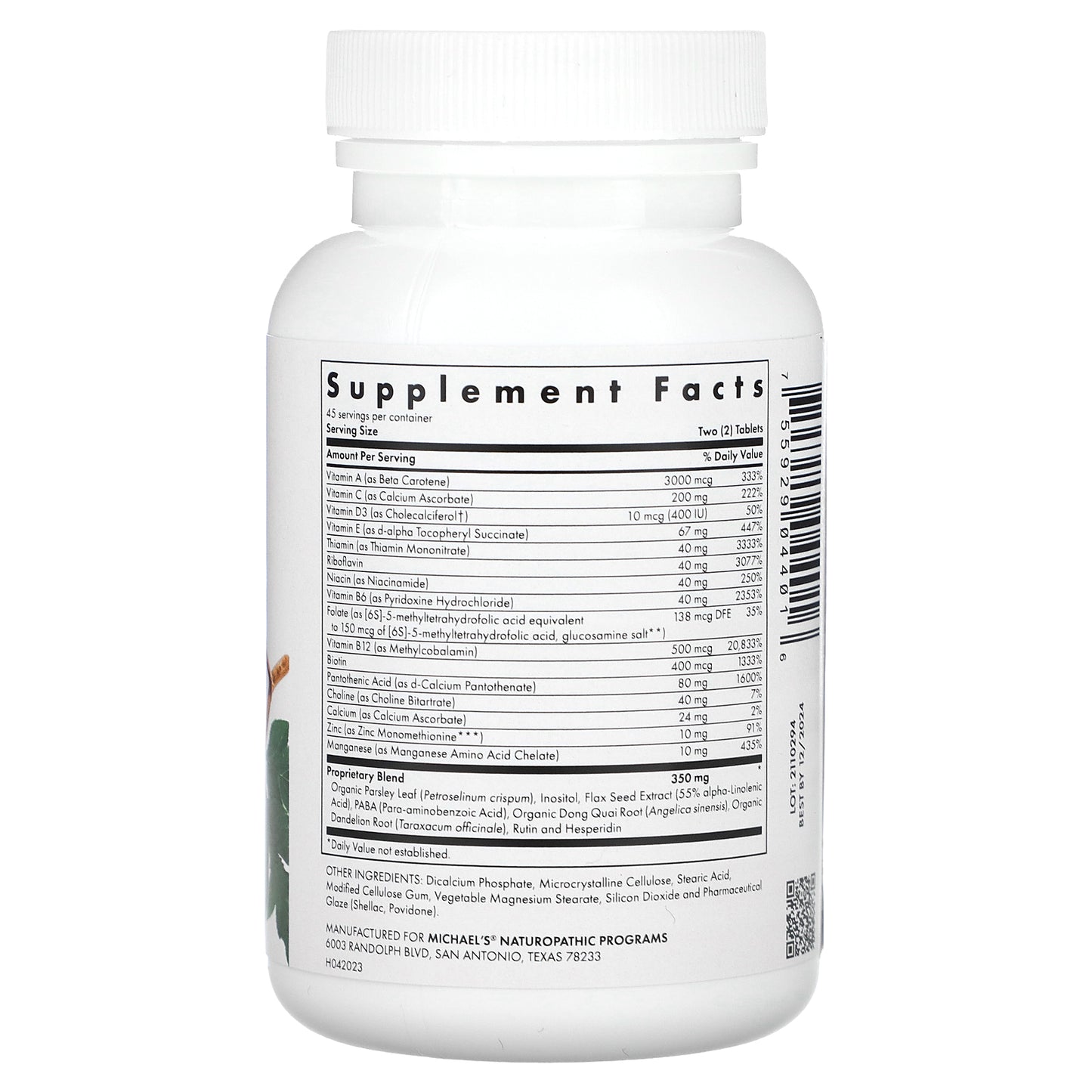 Michael's Health, Teen Girls Tabs, Multivitamin, 90 Vegetarian Tablets