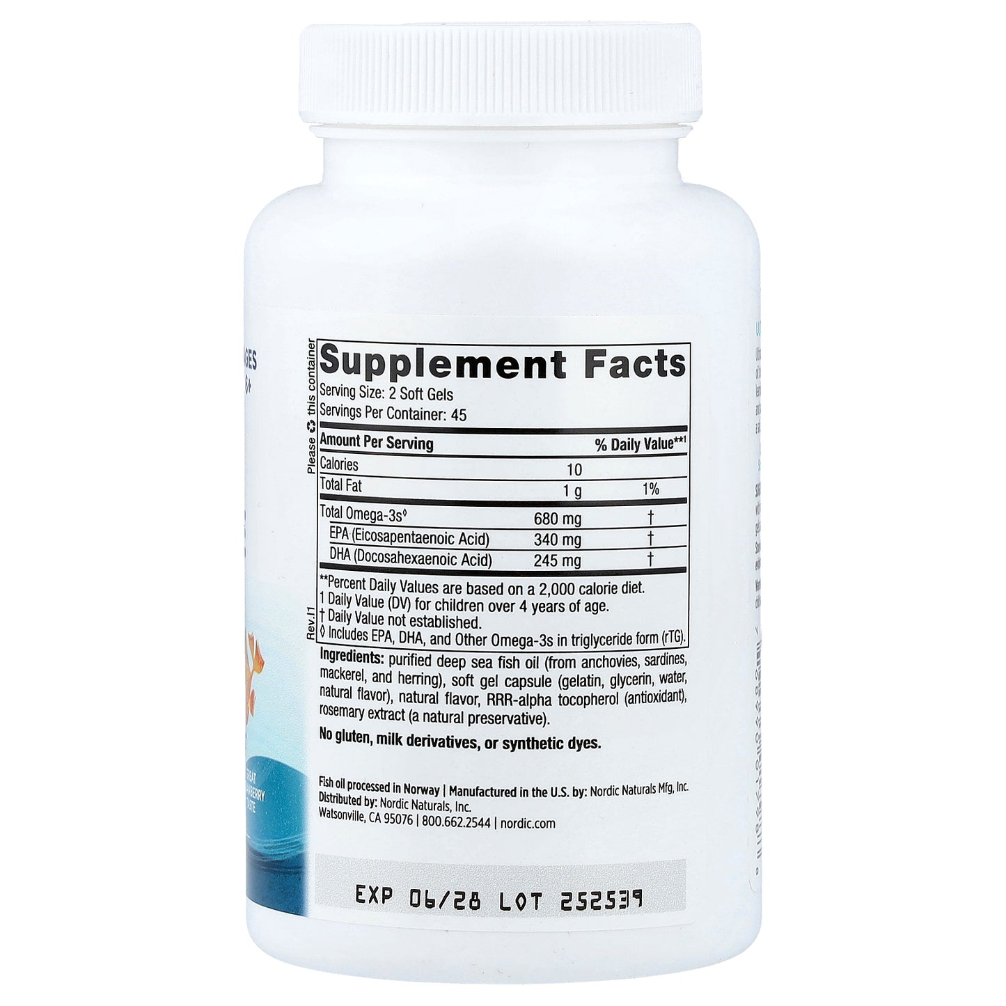 Nordic Naturals, Ultimate Omega® Junior, Ages 6+, Strawberry, 90 Mini Soft Gels (340 mg per Soft Gel)