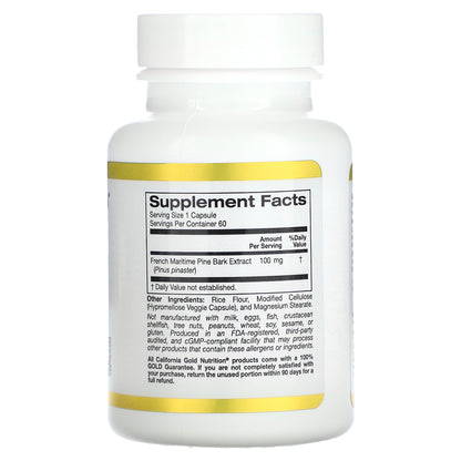 California Gold Nutrition, French Maritime Pine Bark Extract, Oligopin, 100 mg, 60 Veggie Capsules