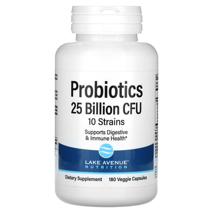 Lake Avenue Nutrition, Probiotics, 10 Strain Blend, 25 Billion CFU, 180 Veggie Capsules