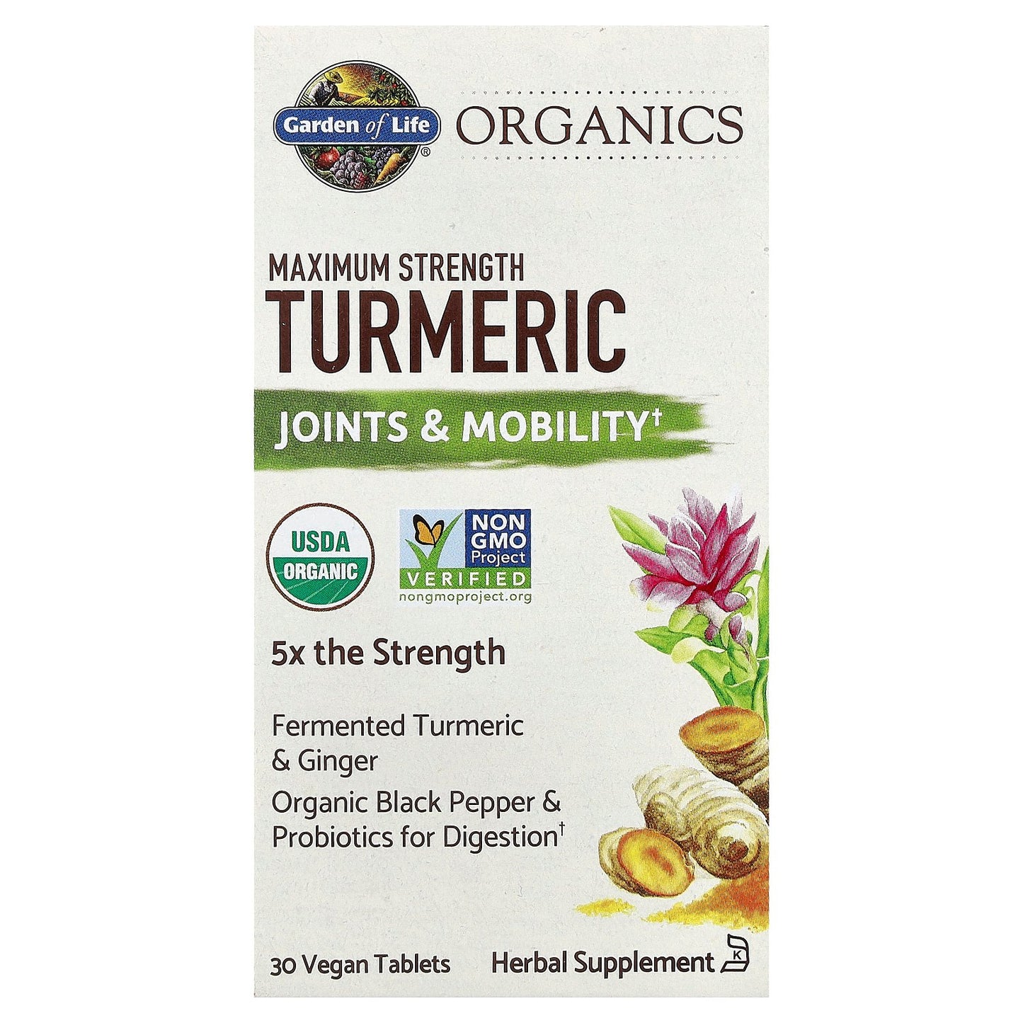 Garden of Life, Turmeric, Maximum Strength, 30 Vegan Tablets