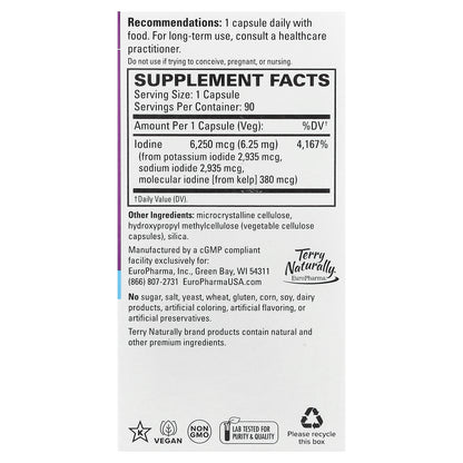 Terry Naturally, Tri-Iodine®, 6.25 mg , 90 Capsules