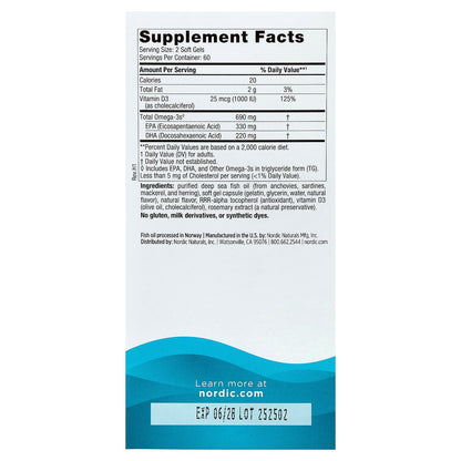 Nordic Naturals, Omega-3D™, Great Lemon, 120 Soft Gels