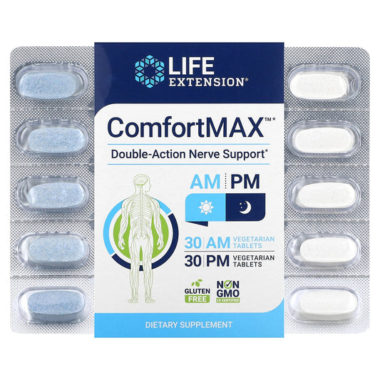 Life Extension, ComfortMAX, Double-Action Nerve Support, For AM & PM, 60 Vegetarian Tablets