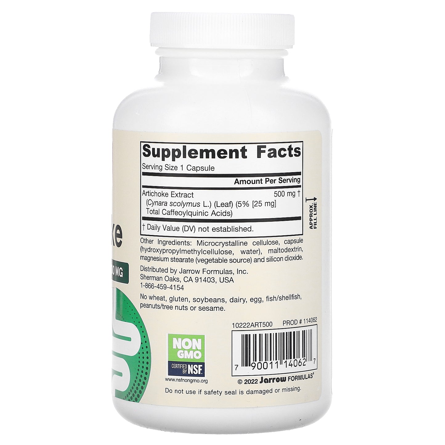 Jarrow Formulas, Artichoke, 500 mg, 180 Veggie Capsules