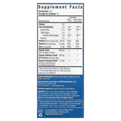 Mommy's Bliss, Kids Organic Immunity Syrup, Kids 1-12 Yrs, 3 fl oz (90 ml)