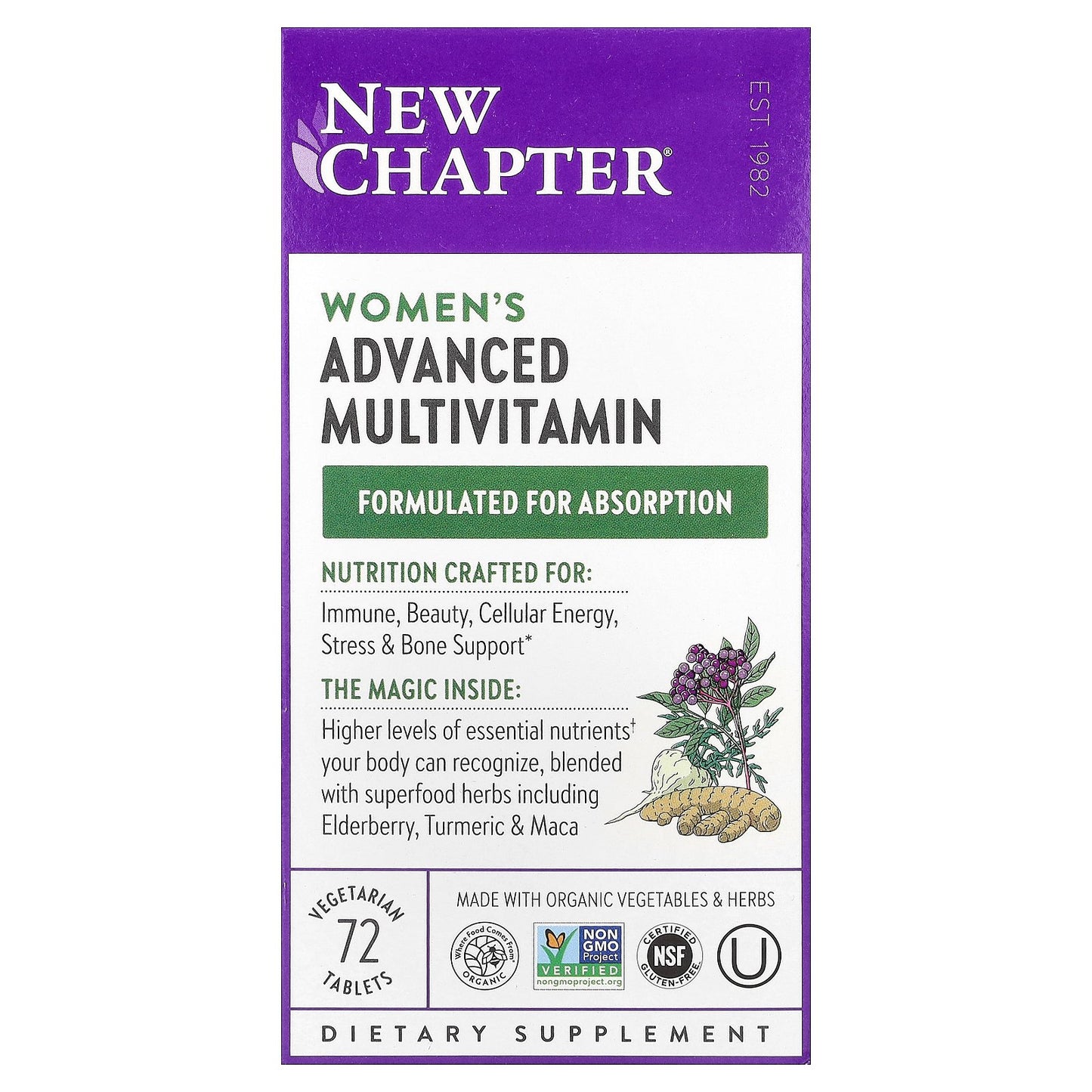 New Chapter, Women's Advanced Multivitamin, 72 Vegetarian Tablets