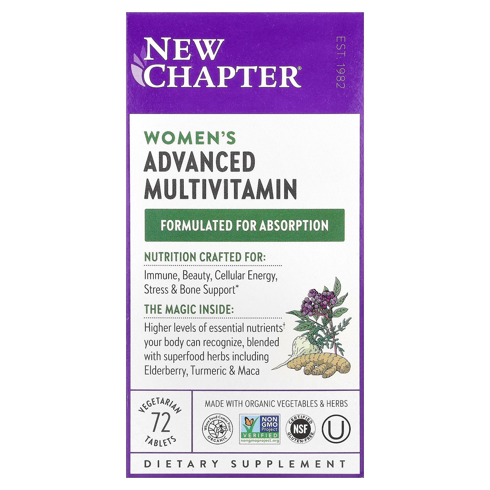 New Chapter, Women's Advanced Multivitamin, 72 Vegetarian Tablets