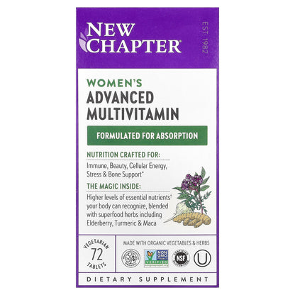New Chapter, Women's Advanced Multivitamin, 72 Vegetarian Tablets