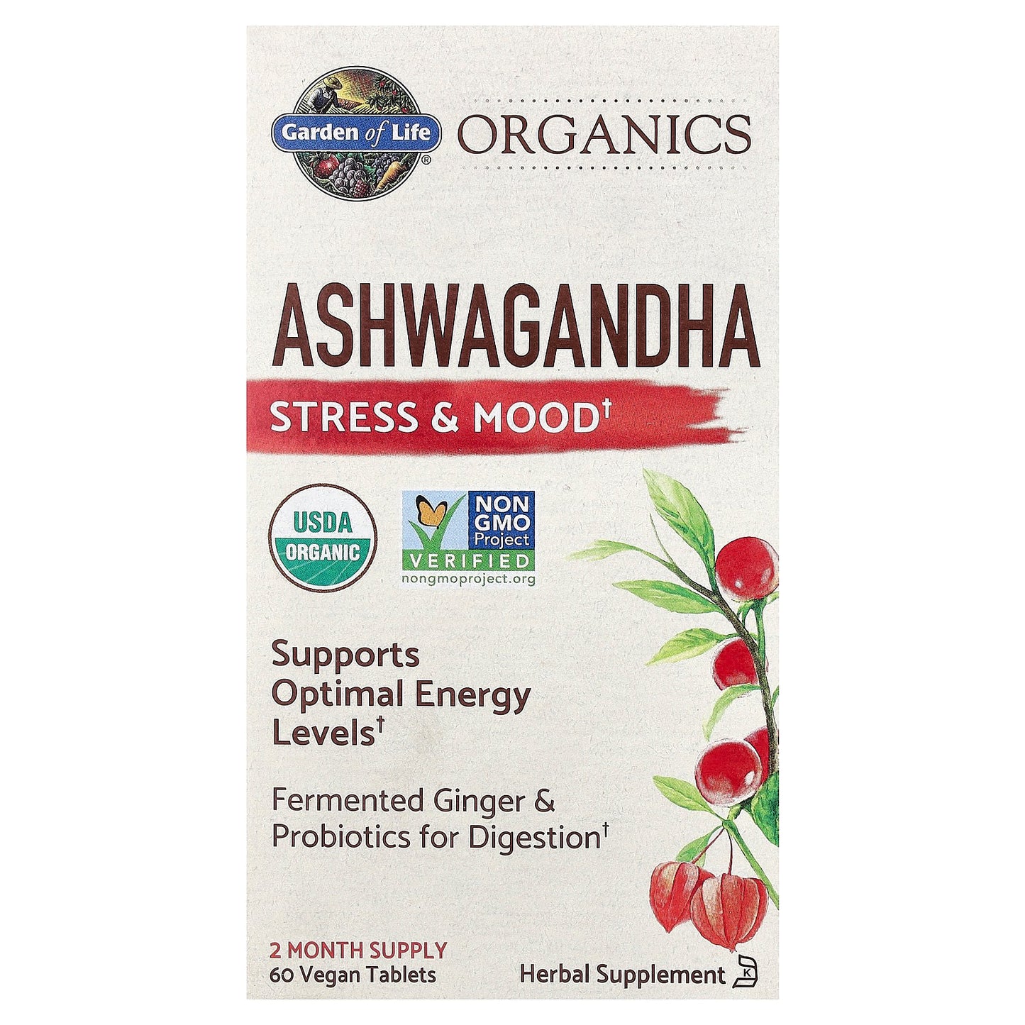 Garden of Life, Organics, Ashwagandha, 60 Vegan Tablets (600 mg per Tablet)