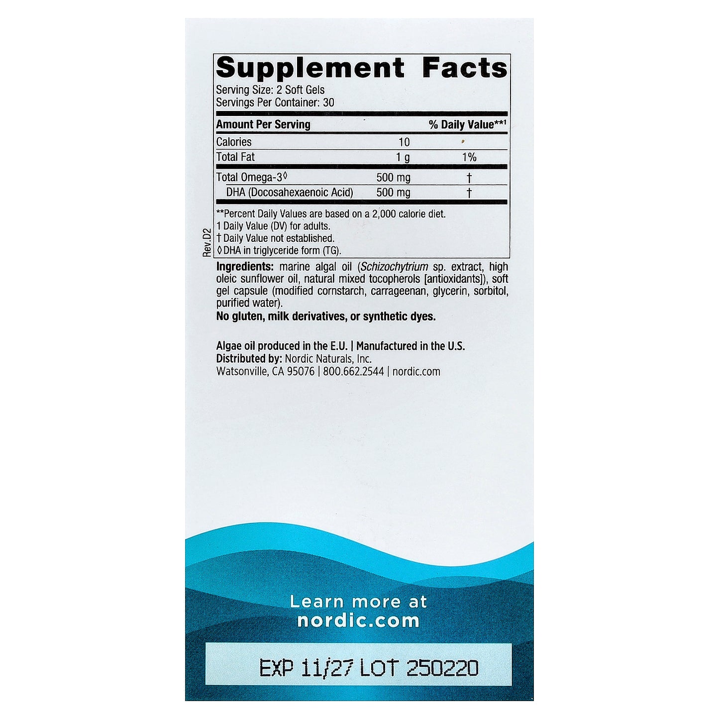 Nordic Naturals, Algae DHA, 60 Soft Gels (250 mg per Soft Gel )