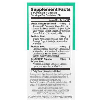 Physician's Choice, Thin 30 Probiotic, 30 Capsules