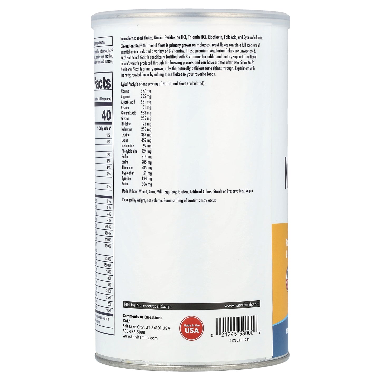 KAL, Nutritional Yeast Flakes, 12 oz (340 g)