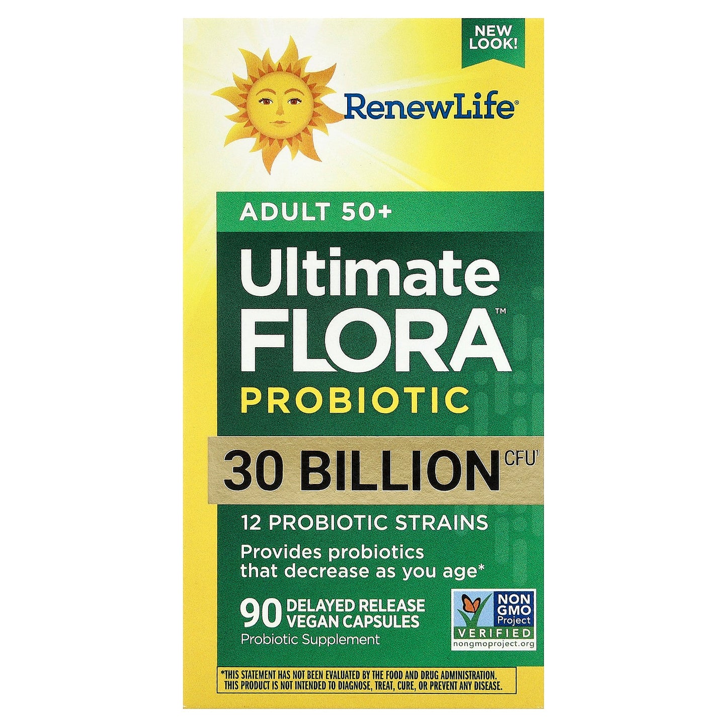 Renew Life, Ultimate Flora™ Probiotic, Adult 50+ , 30 Billion CFU, 90 Delayed Release Vegan Capsules