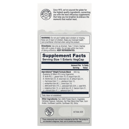Solaray, Mycrobiome® Probiotic Weight Formula, 30 VegCaps