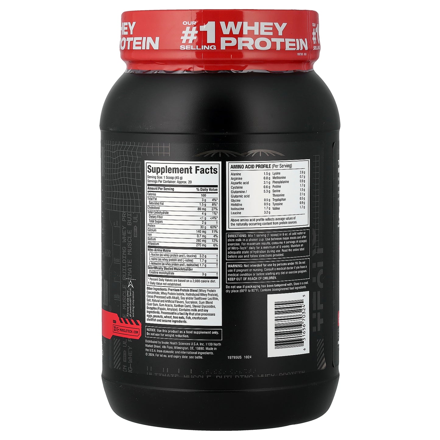 MuscleTech, Nitro-Tech™ Whey Protein, Milk Chocolate, 2 lbs (907 g)