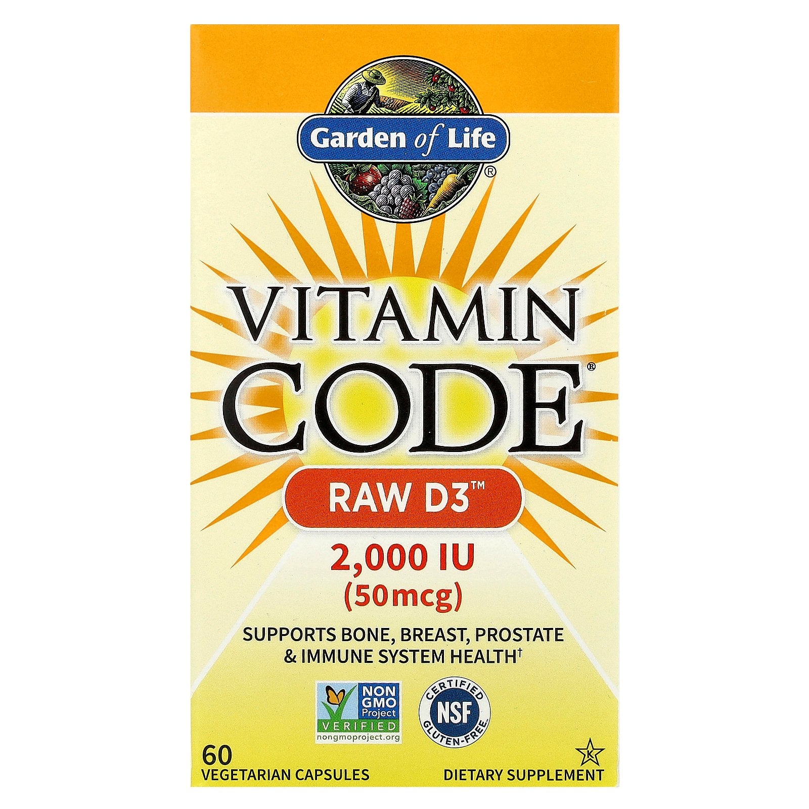 Garden of Life, Vitamin Code®, RAW D3™, 60 Vegetarian Capsules