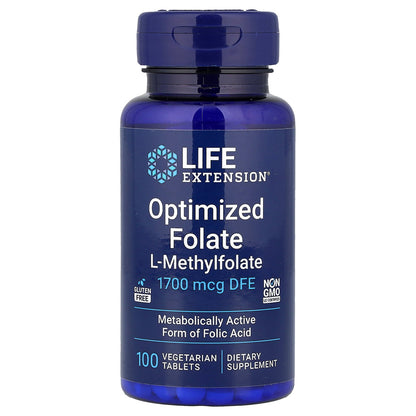 Life Extension, Optimized Folate, 1,700 mcg DFE, 100 Vegetarian Tablets