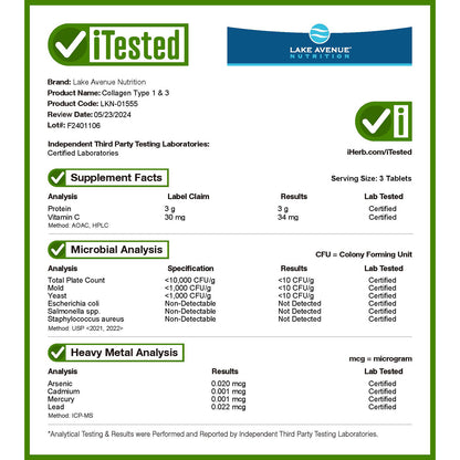 Lake Avenue Nutrition, Hydrolyzed Collagen Type I & III, 3,000 mg, 360 Tablets (1,000 mg per Tablet )