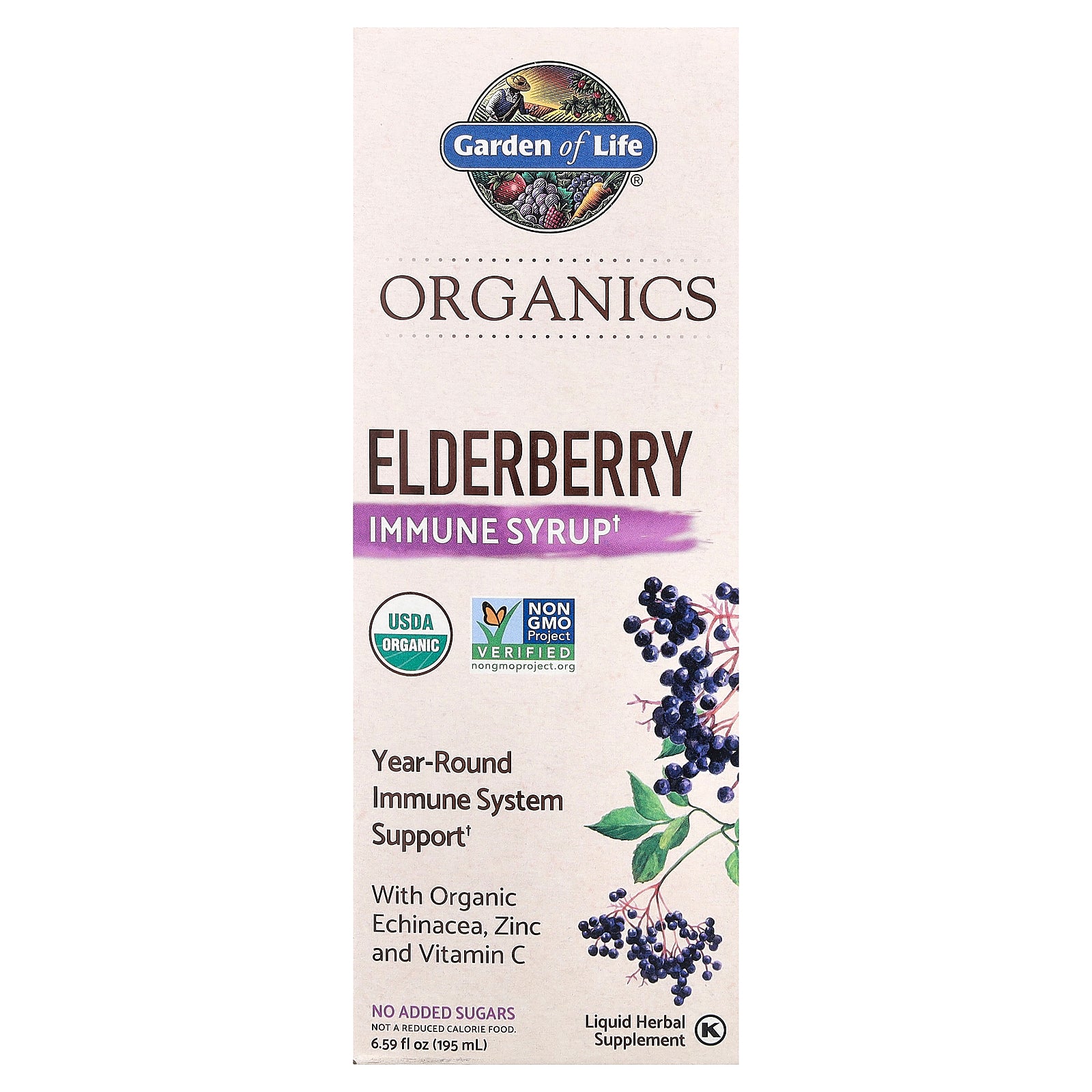 Garden of Life, Organics, Elderberry Immune Syrup, 6.59 fl oz (195 ml)