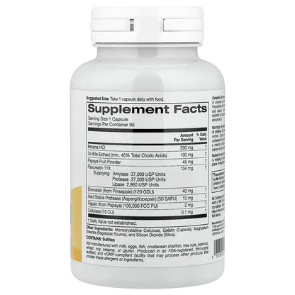 California Gold Nutrition, SimplyOne®, Complete Enzymes with Betaine HCl, Ox Bile Extract, Full-Spectrum Enzymes, and Bromelain, 90 Capsules