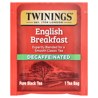 Twinings, Pure Black Tea, English Breakfast, Decaffeinated, 25 Tea Bags, 1.76 oz (50 g)