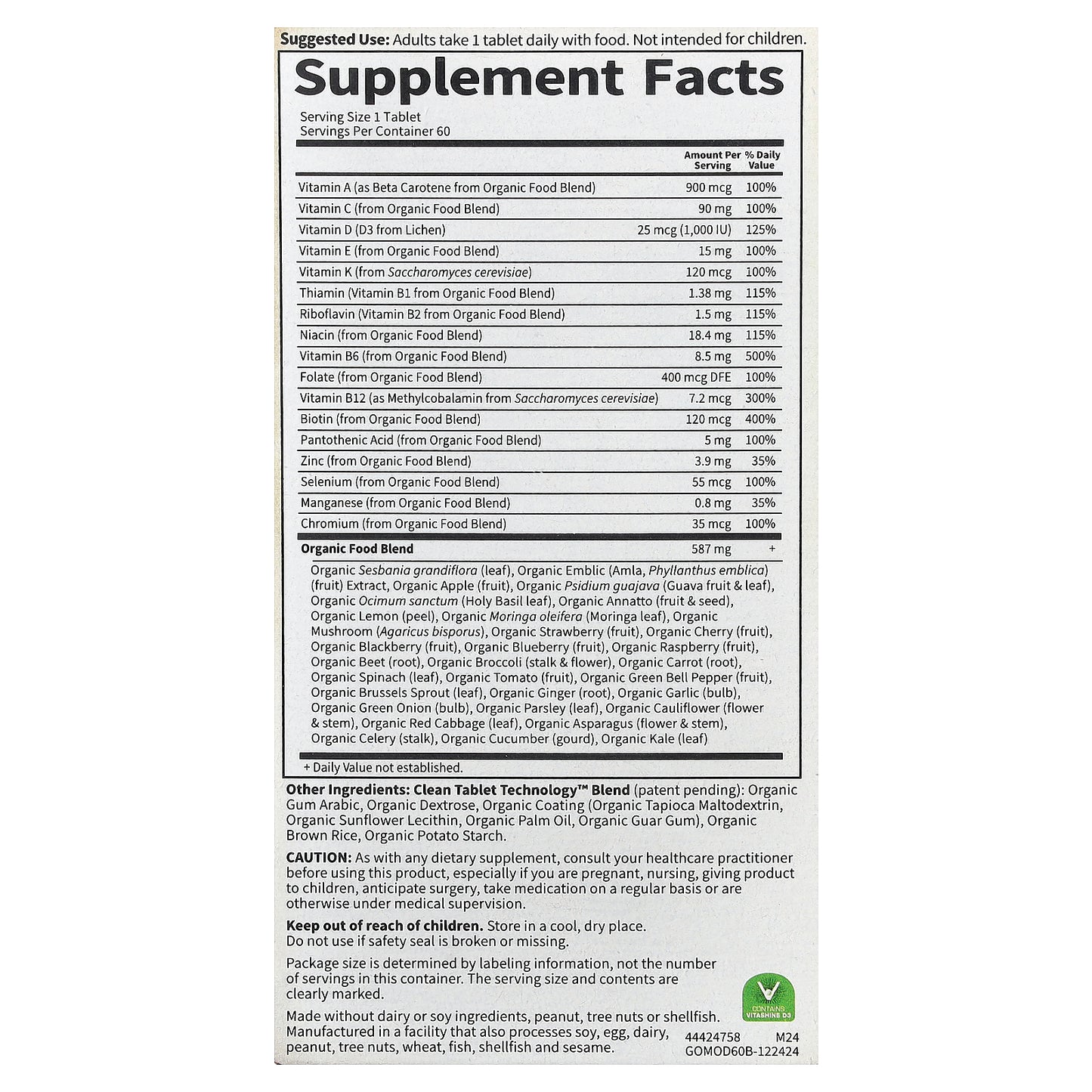 Garden of Life, Organics, Men's Once Daily, 60 Vegan Tablets