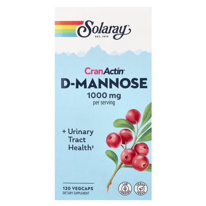 Solaray, CranActin® D-Mannose, 1,000 mg, 120 VegCaps (500 mg per VegCap)