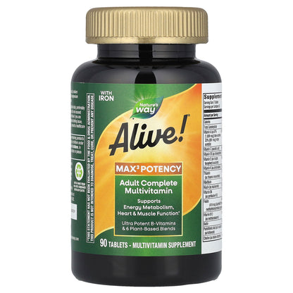 Nature's Way, Alive!® Max3 Potency, Adult Complete Multivitamin, With Iron, 90 Tablets