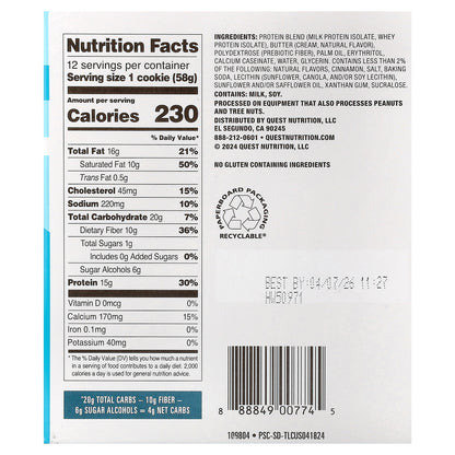 Quest Nutrition, Protein Cookie, Snickerdoodle, 12 Cookies, 2.04 oz (58 g) Each