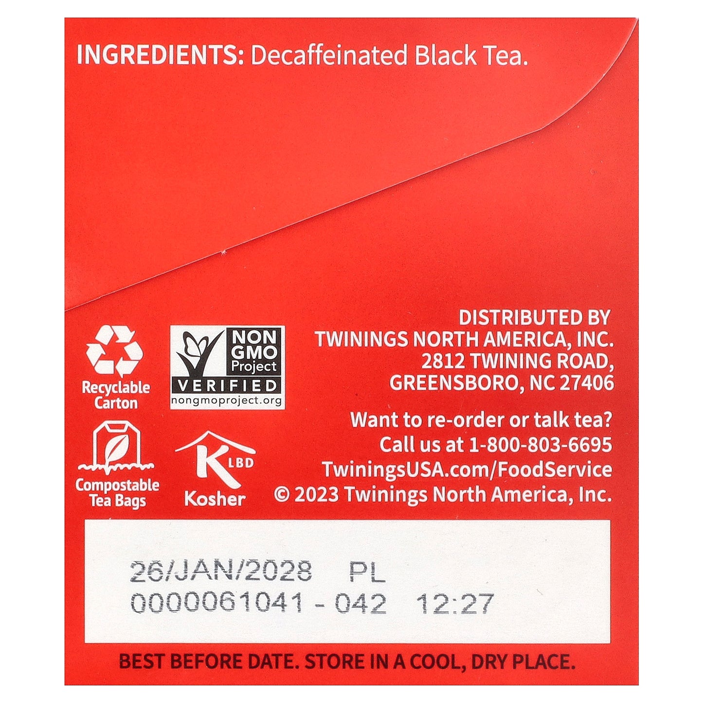 Twinings, Pure Black Tea, English Breakfast, Decaffeinated, 25 Tea Bags, 1.76 oz (50 g)