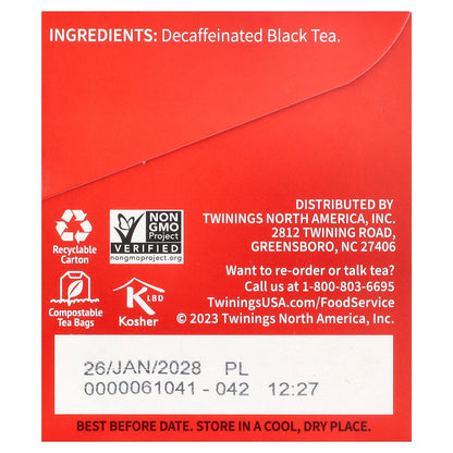 Twinings, Pure Black Tea, English Breakfast, Decaffeinated, 25 Tea Bags, 1.76 oz (50 g)