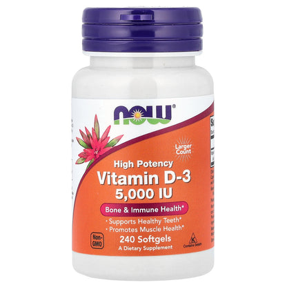 NOW Foods, Vitamin D-3, High Potency, 5,000 IU, 240 Softgels