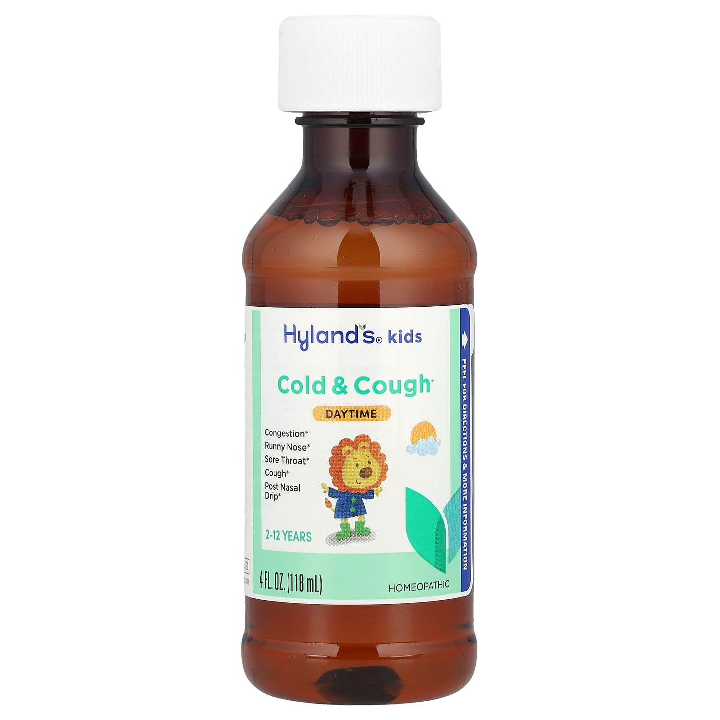 Hyland's Naturals, Kids, Cold & Cough, Daytime, Ages 2-12, Unflavored, 4 fl oz (118 ml)