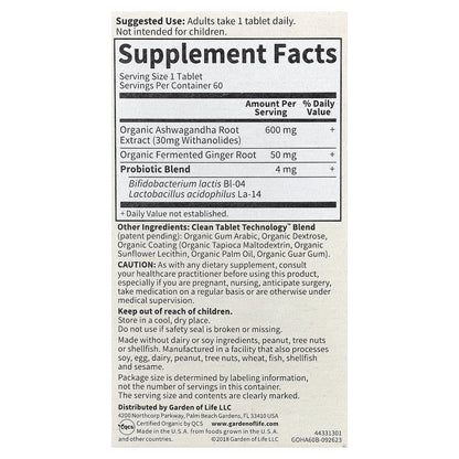 Garden of Life, Organics, Ashwagandha, 60 Vegan Tablets (600 mg per Tablet)