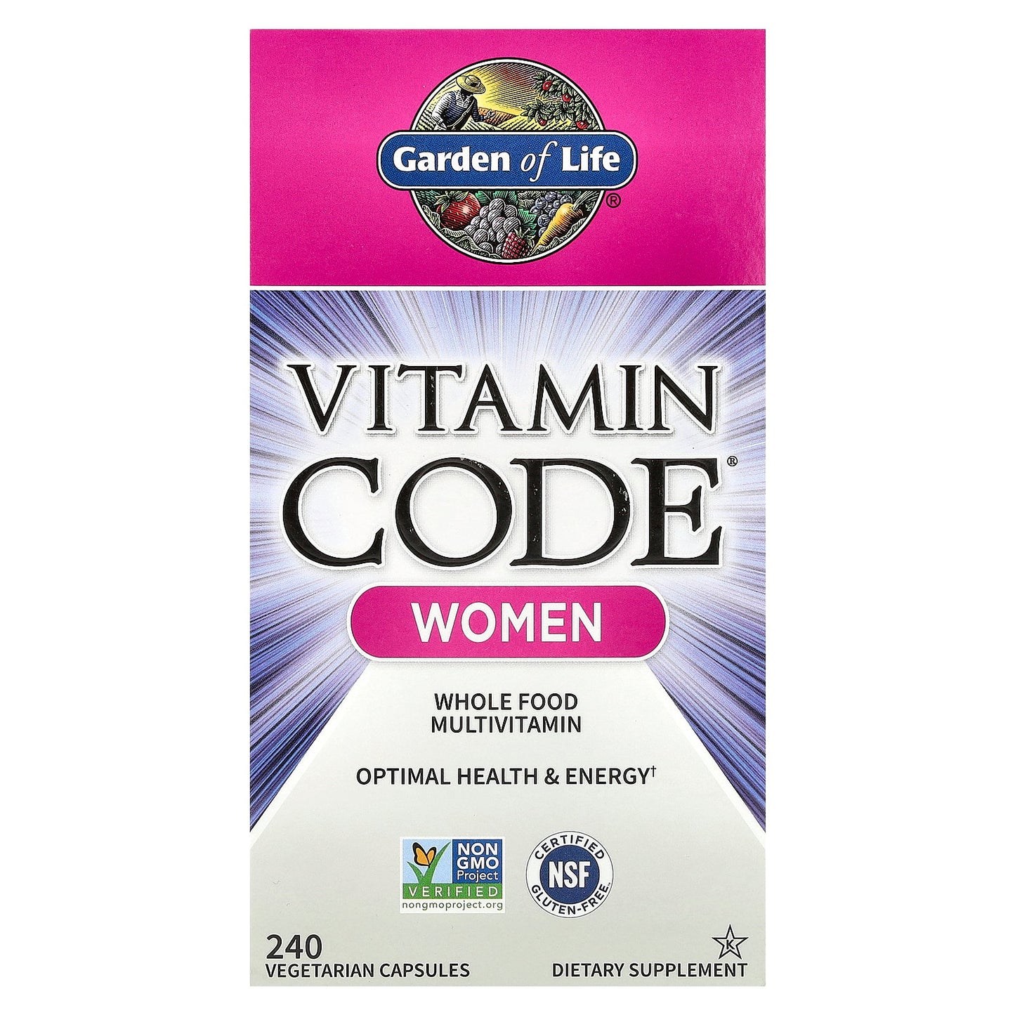 Garden of Life, Vitamin Code®, Whole Food Multivitamin, Women, 240 Vegetarian Capsules