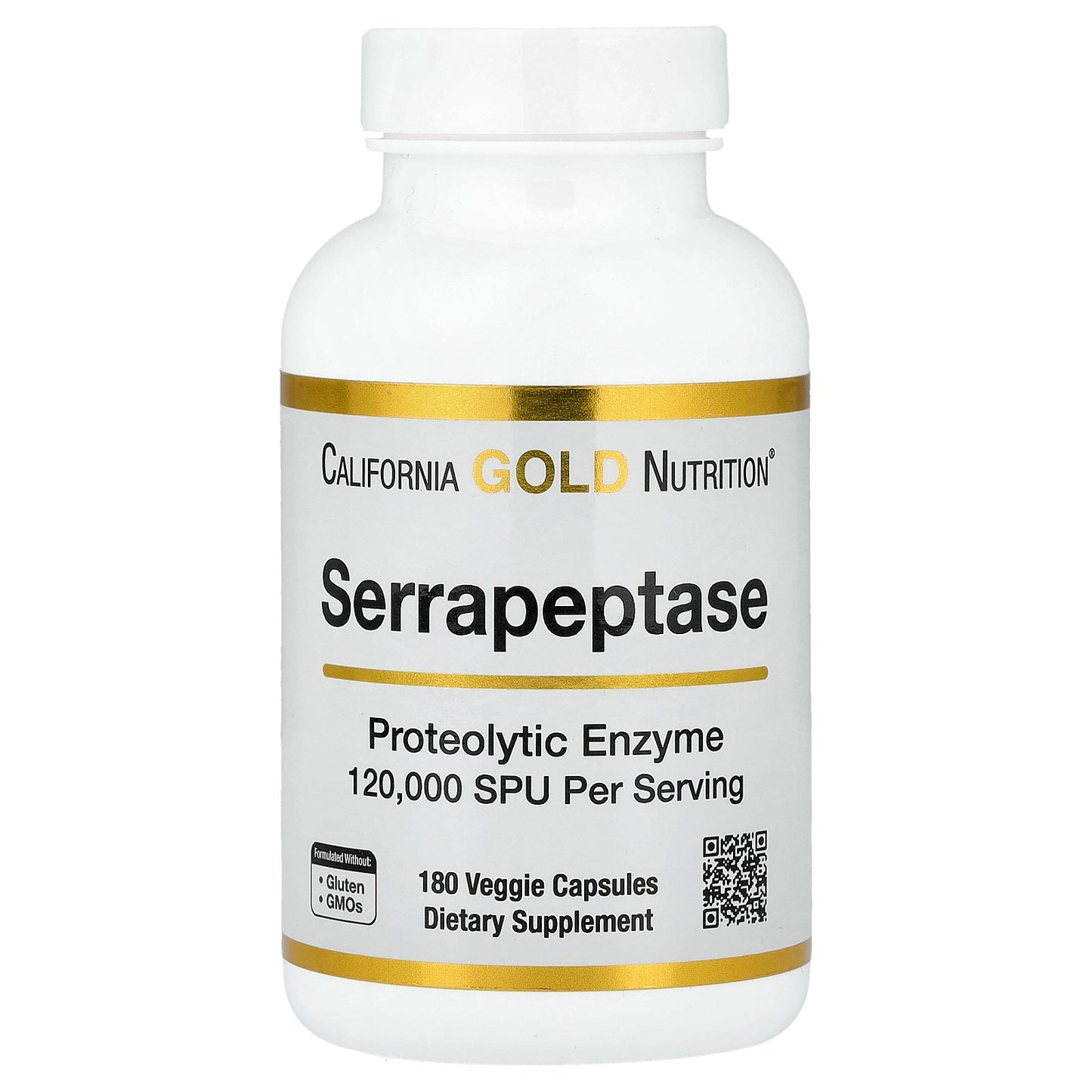 California Gold Nutrition, Serrapeptase, Proteolytic Enzyme, 120,000 SPUs, 180 Veggie Capsules